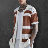 'VKSO' Striped knit shirt for men with a collar button