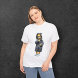 'SIMU' Unisex Heavy Cotton Tee Simpson with a coat