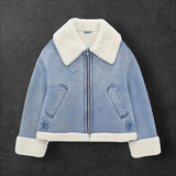 'UUO' Cropped lamb's wool fur coat for women