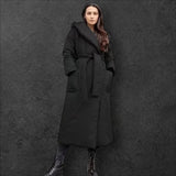 'VIAO' Long hooded cotton coat cotton belt winter coat for women