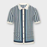 'AVUXZ' Striped knitted polo shirt for men