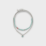 'TOHC' Bohemian metal necklace blue stone beads