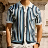'AVUXZ' Striped knitted polo shirt for men