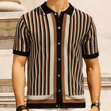 'AVUXZ' Striped knitted polo shirt for men