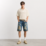 DISTRESSED DENIM BERMUDA