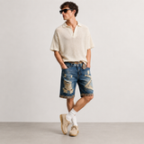 DISTRESSED DENIM BERMUDA