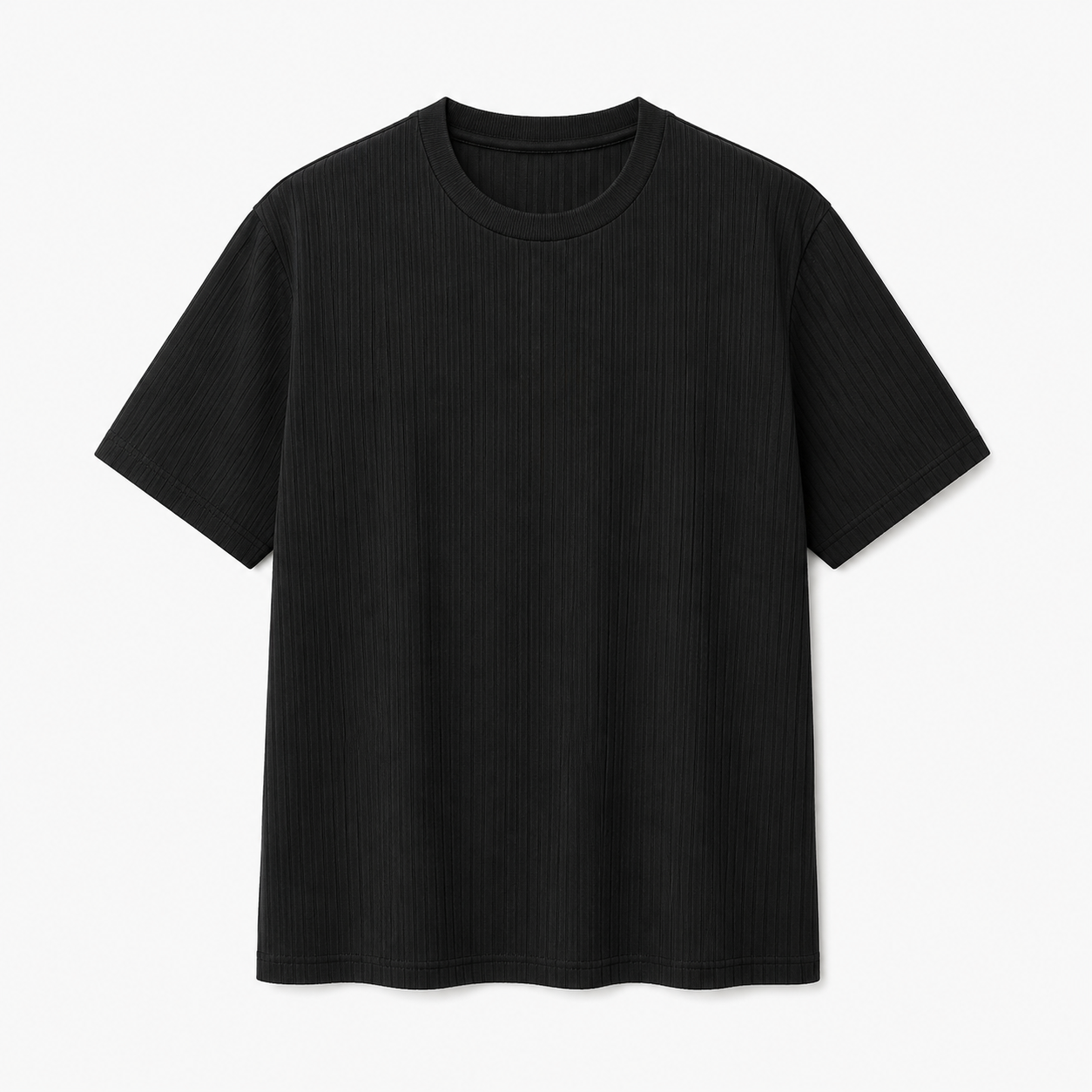 RIBBED BLACK T-SHIRT