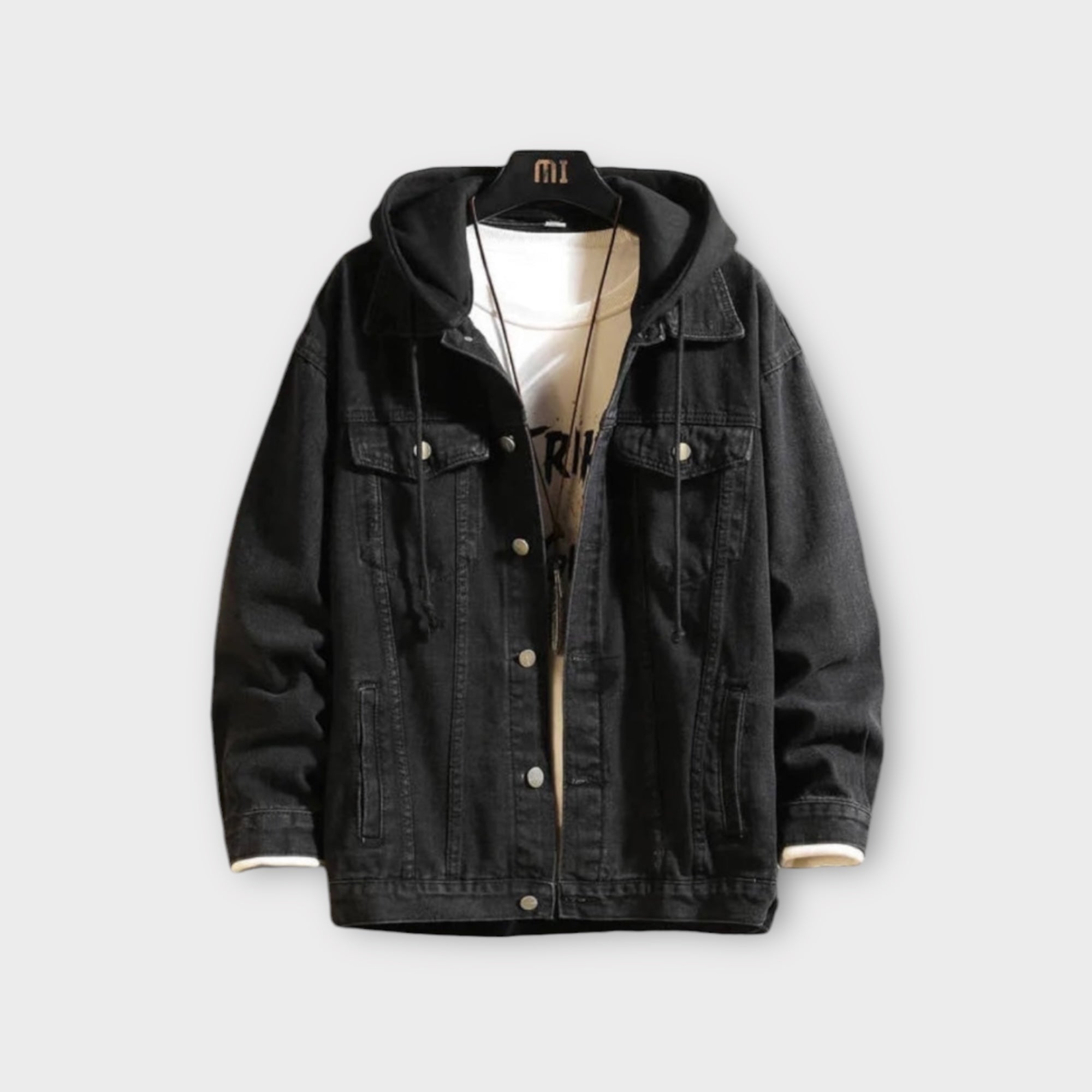 'OIUU' Men's hooded denim jacket