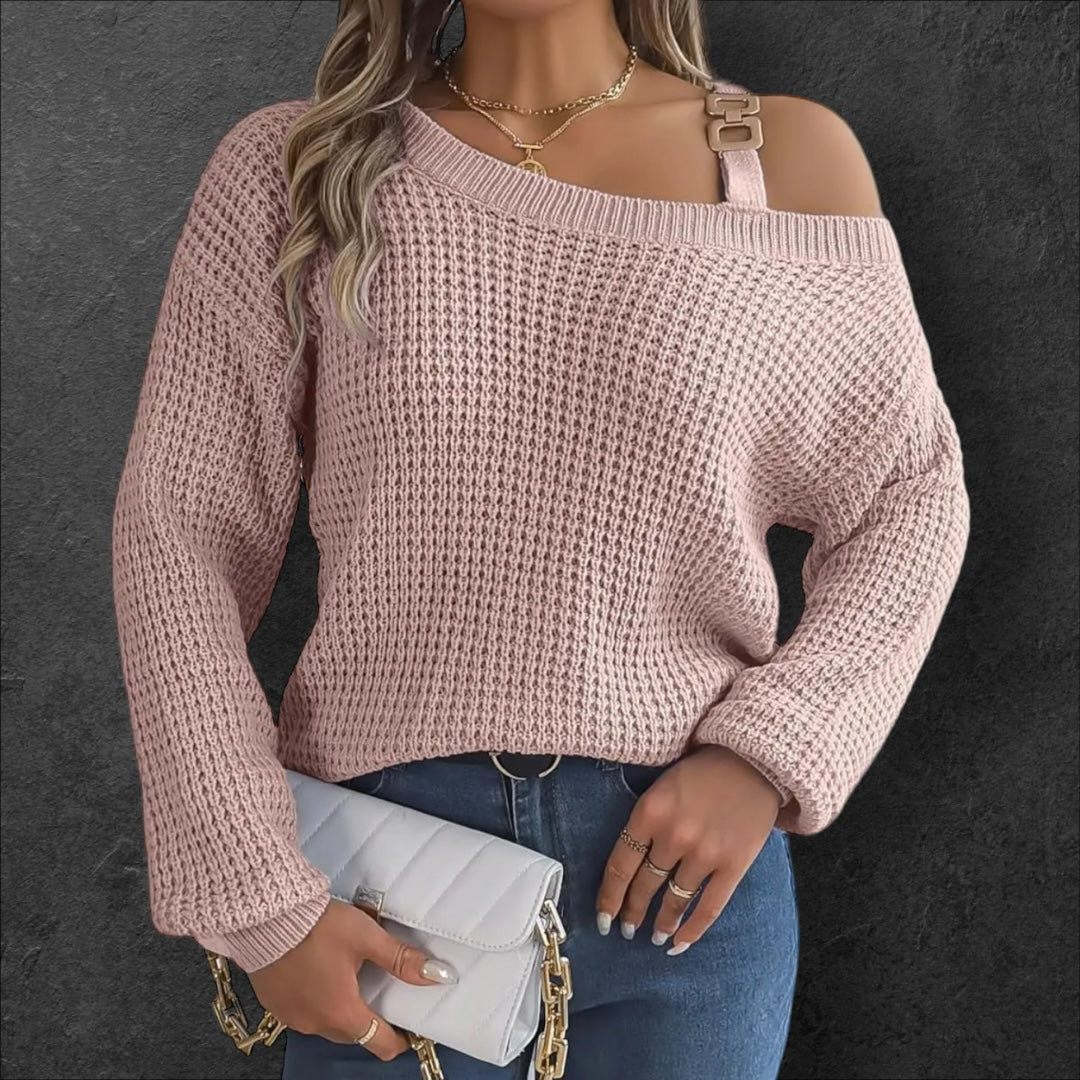 'RTOO' Women's long-sleeved off-the-shoulder sweater