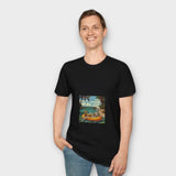 'IHGG' Softstyle T-Shirt A skeleton on a duck float in a seashore view