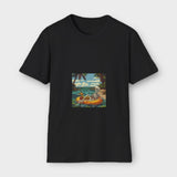 'IHGG' Softstyle T-Shirt A skeleton on a duck float in a seashore view