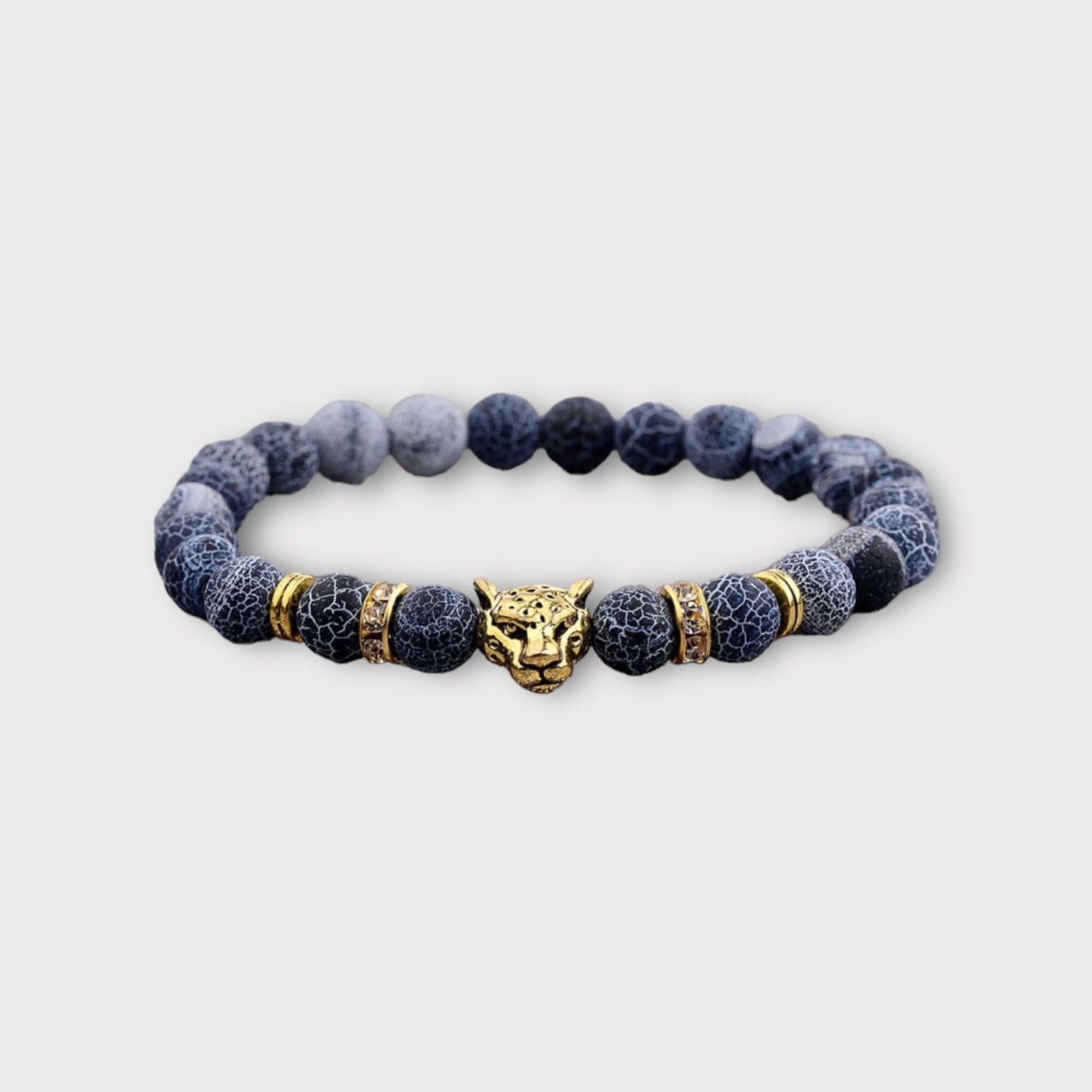 'SNOP' Men's tiger head round beads bracelets for men
