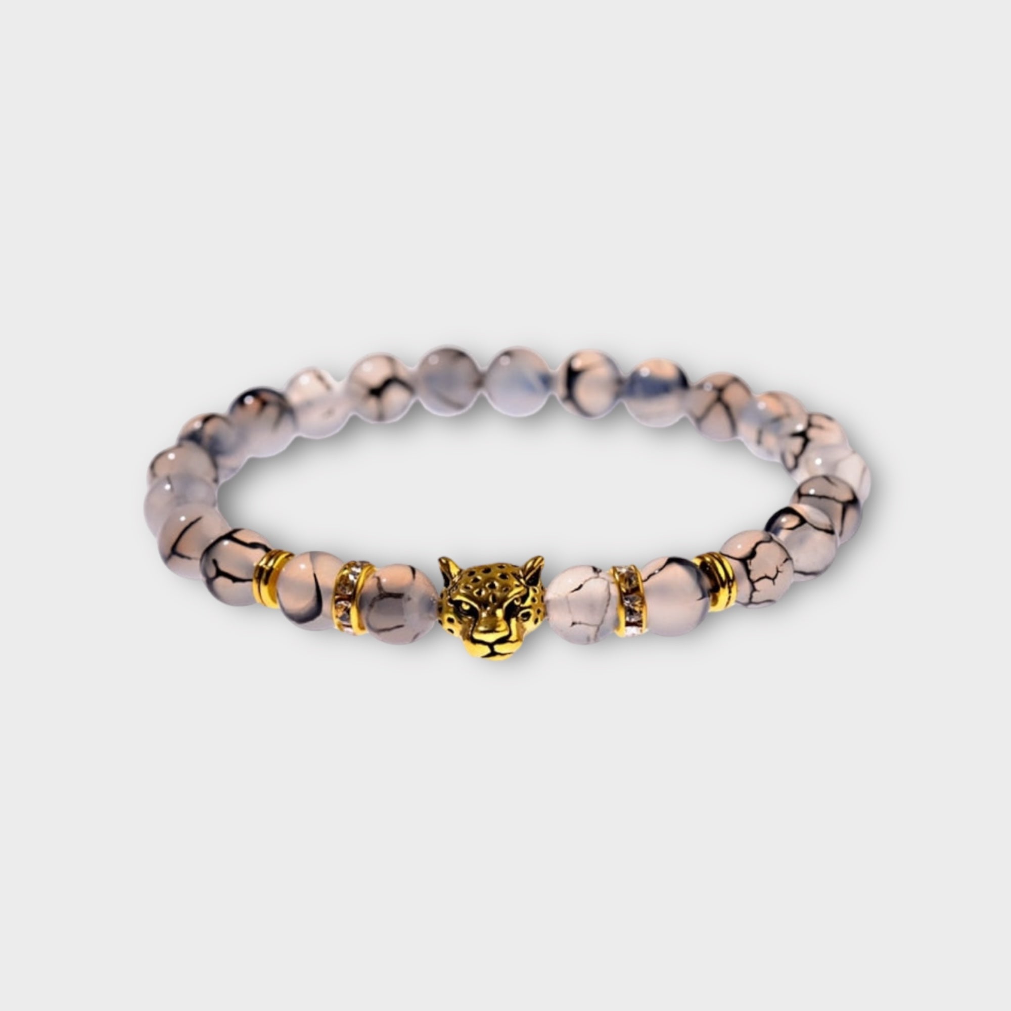 'SNOP' Men's tiger head round beads bracelets for men