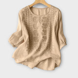 'TAF' Embroidered knitted shirt for women