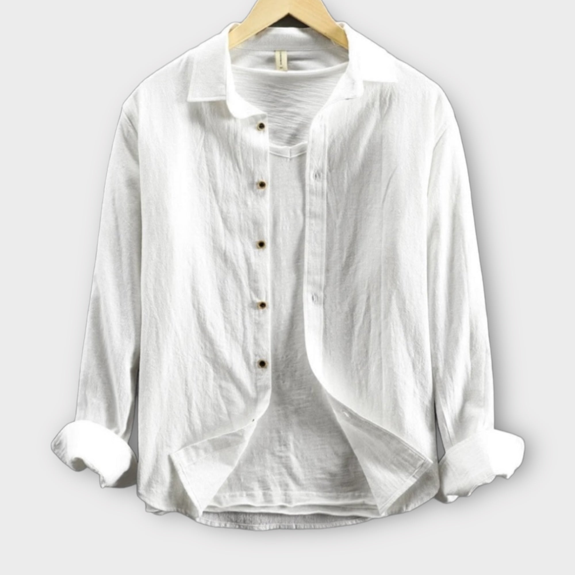 'TGU' Long sleeve cotton linen shirt for men