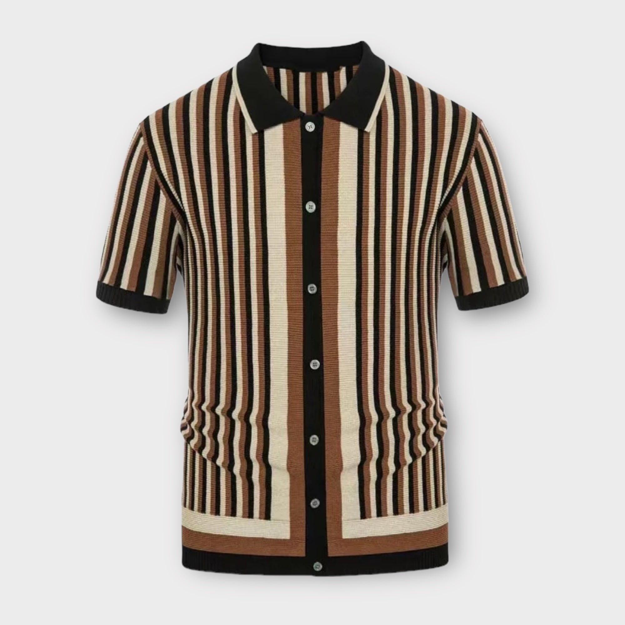 'AVUXZ' Striped knitted polo shirt for men