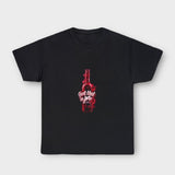 'MGO' T-shirt with a red bottle